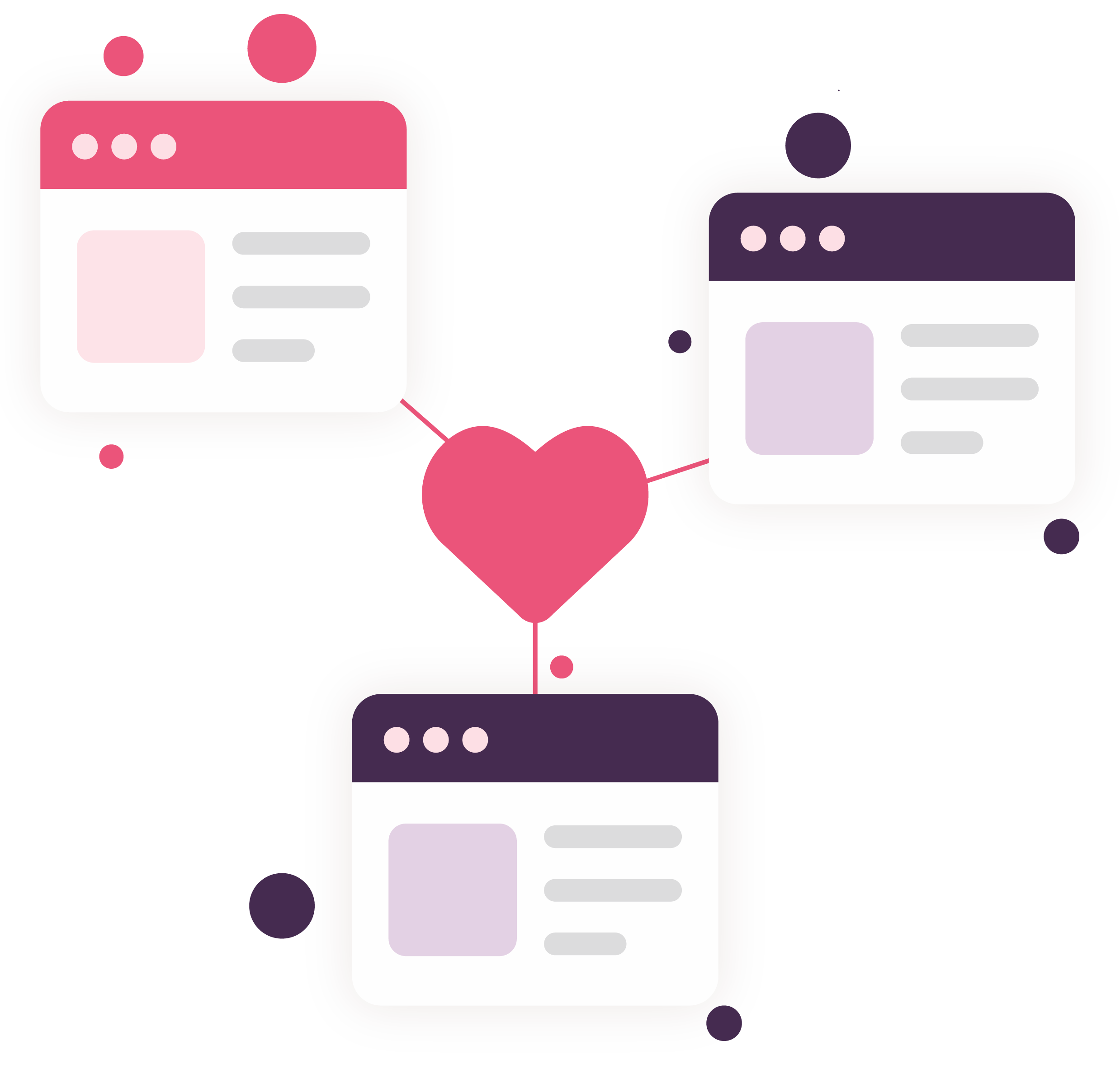 Websites connecting through a heart. Link matchmaking illustration.